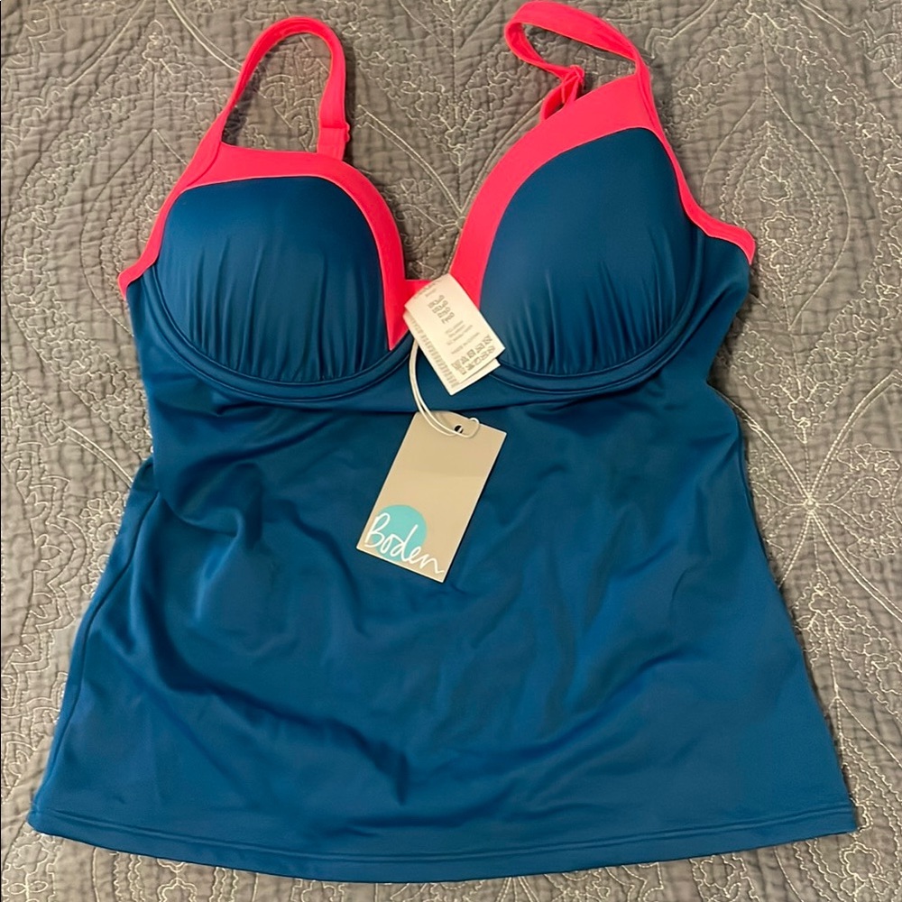 NWT Boden Blue and Pink Tankini Top 34D